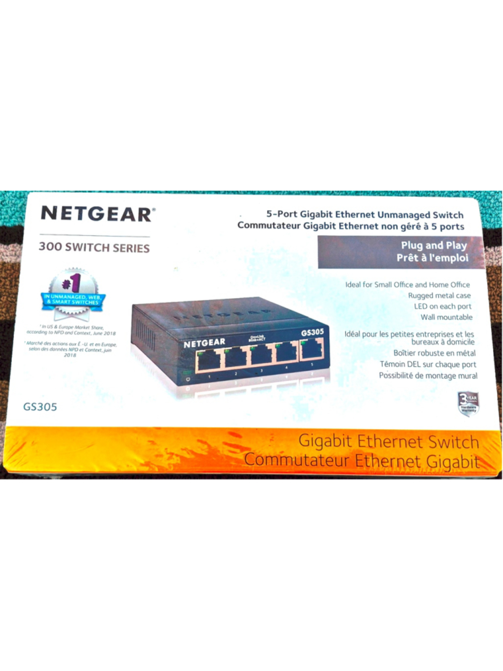 NETGEAR GS305300PAS 5 Port Gigabit Ethernet Unmanaged Switch NEW IN BOX